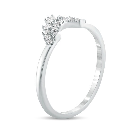 1/6 CT. T.w. Baguette and Round Diamond Contour Wedding Band in 10K White Gold