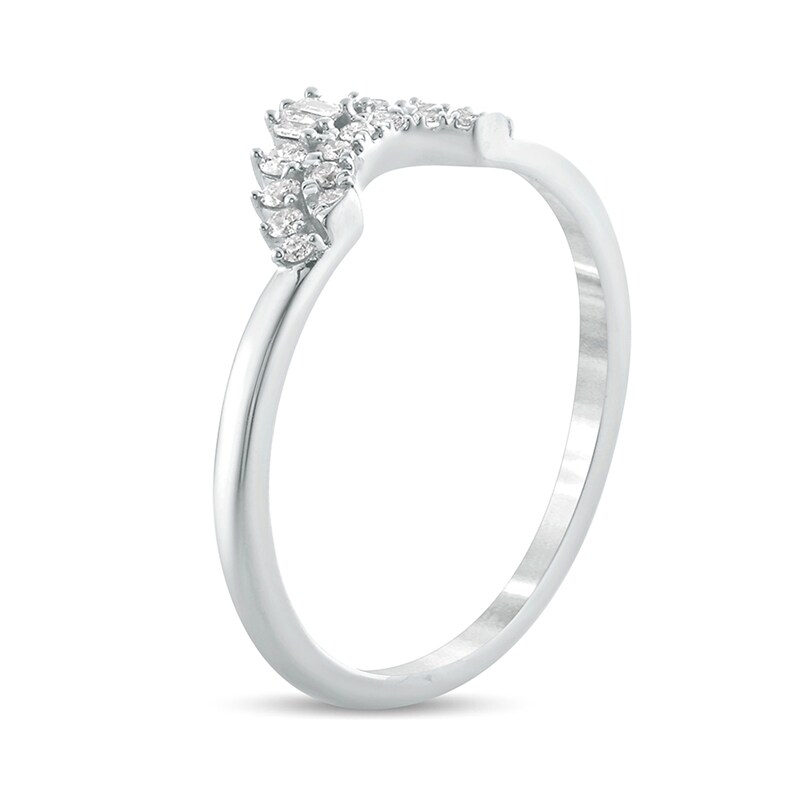 Main Image 2 of 1/6 CT. T.W. Baguette and Round Diamond Contour Wedding Band in 10K White Gold