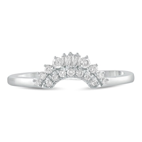1/6 CT. T.w. Baguette and Round Diamond Contour Wedding Band in 10K White Gold