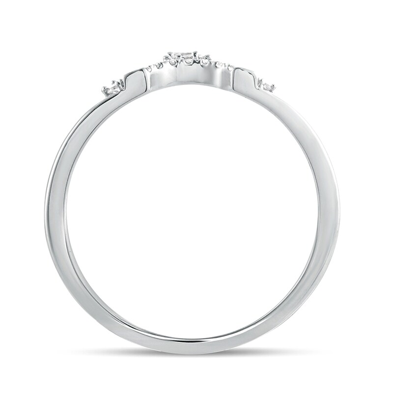 Main Image 4 of 1/6 CT. T.W. Baguette and Round Diamond Contour Wedding Band in 10K White Gold