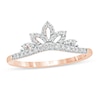 Thumbnail Image 1 of 1/5 CT. T.W. Diamond Leaf Tiara Contour Wedding Band in 10K Rose Gold