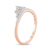 Thumbnail Image 2 of 1/5 CT. T.W. Diamond Leaf Tiara Contour Wedding Band in 10K Rose Gold