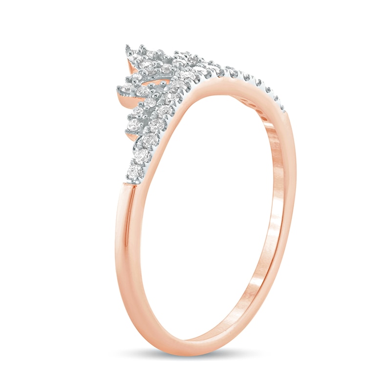 Main Image 2 of 1/5 CT. T.W. Diamond Leaf Tiara Contour Wedding Band in 10K Rose Gold