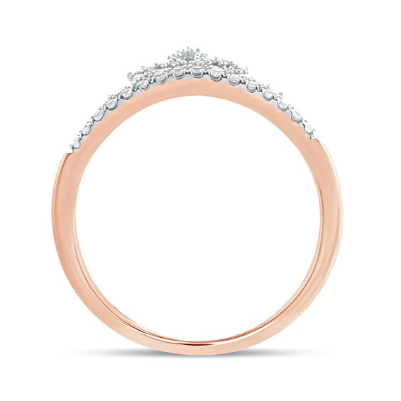 1/5 CT. T.w. Diamond Leaf Tiara Contour Wedding Band in 10K Rose Gold