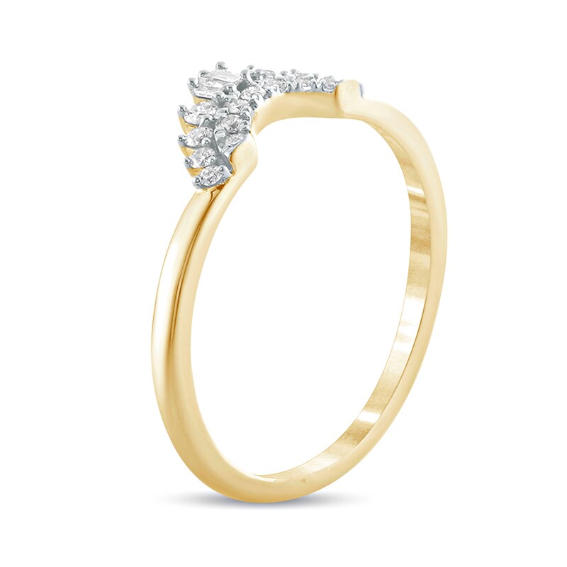Main Image 2 of 1/6 CT. T.W. Baguette and Round Diamond Contour Wedding Band in 10K Gold