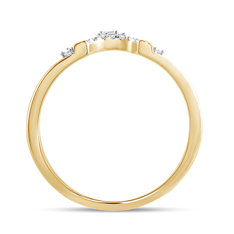 Main Image 4 of 1/6 CT. T.W. Baguette and Round Diamond Contour Wedding Band in 10K Gold