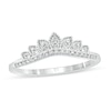 Thumbnail Image 1 of 1/6 CT. T.W. Diamond Leaf Crown Contour Vintage-Style Wedding Band in 10K White Gold
