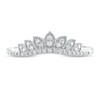 Thumbnail Image 3 of 1/6 CT. T.W. Diamond Leaf Crown Contour Vintage-Style Wedding Band in 10K White Gold
