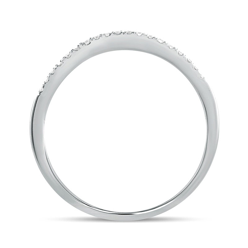 Main Image 4 of 1/6 CT. T.W. Diamond Leaf Crown Contour Vintage-Style Wedding Band in 10K White Gold