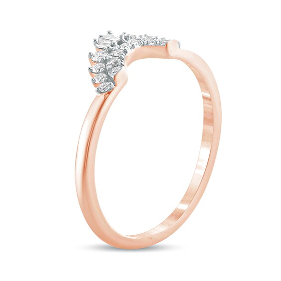 1/6 CT. T.w. Baguette and Round Diamond Contour Wedding Band in 10K Rose Gold