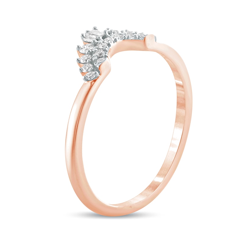 1/6 CT. T.W. Baguette and Round Diamond Contour Wedding Band in 10K Rose Gold