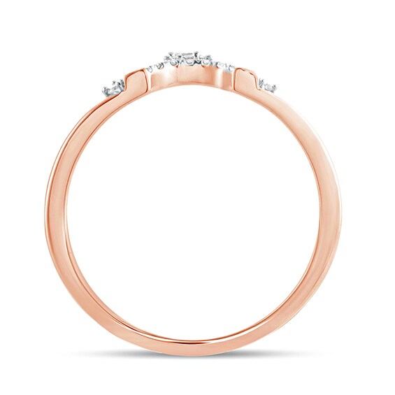 1/6 CT. T.w. Baguette and Round Diamond Contour Wedding Band in 10K Rose Gold