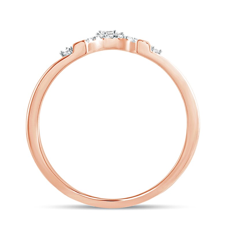 Main Image 4 of 1/6 CT. T.W. Baguette and Round Diamond Contour Wedding Band in 10K Rose Gold