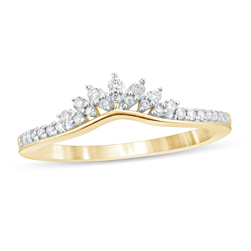 Main Image 1 of 1/6 CT. T.W. Diamond Tiara Contour Wedding Band in 10K Gold