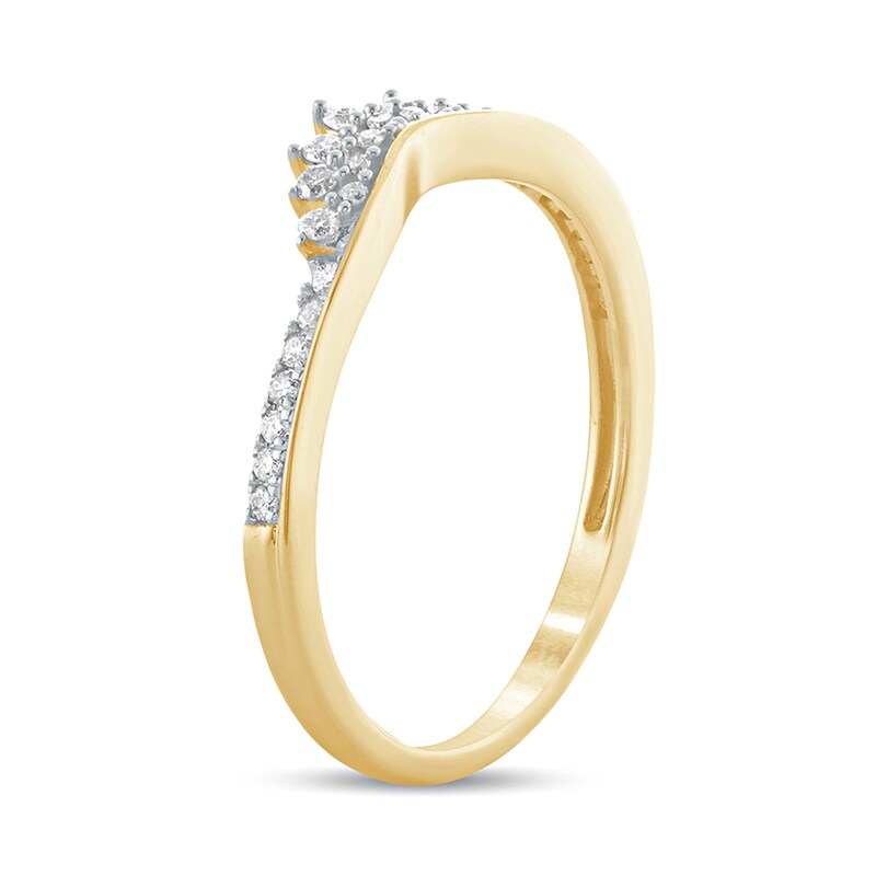 Main Image 2 of 1/6 CT. T.W. Diamond Tiara Contour Wedding Band in 10K Gold