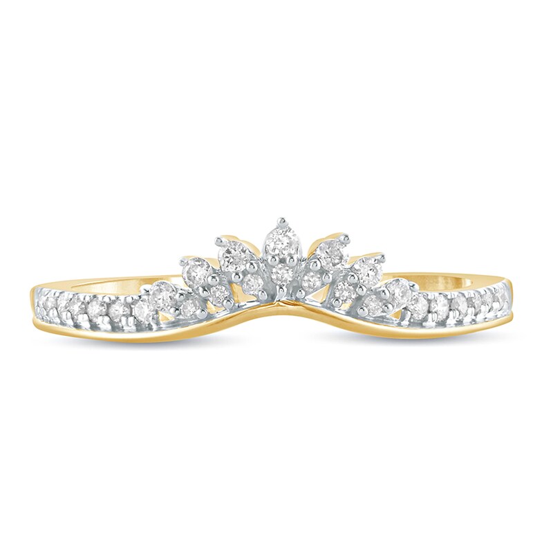 Main Image 3 of 1/6 CT. T.W. Diamond Tiara Contour Wedding Band in 10K Gold