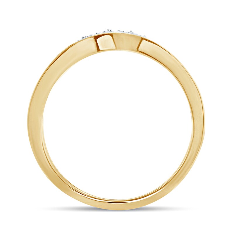 Main Image 4 of 1/6 CT. T.W. Diamond Tiara Contour Wedding Band in 10K Gold
