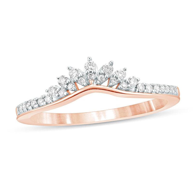 1/6 CT. T.W. Diamond Tiara Contour Wedding Band in 10K Rose Gold