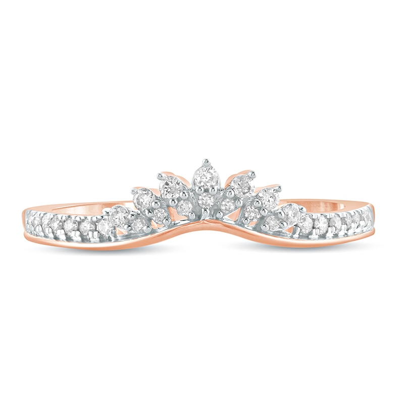 Main Image 3 of 1/6 CT. T.W. Diamond Tiara Contour Wedding Band in 10K Rose Gold