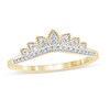 Thumbnail Image 1 of 1/6 CT. T.W. Diamond Leaf Crown Contour Vintage-Style Wedding Band in 10K Gold