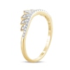 Thumbnail Image 2 of 1/6 CT. T.W. Diamond Leaf Crown Contour Vintage-Style Wedding Band in 10K Gold