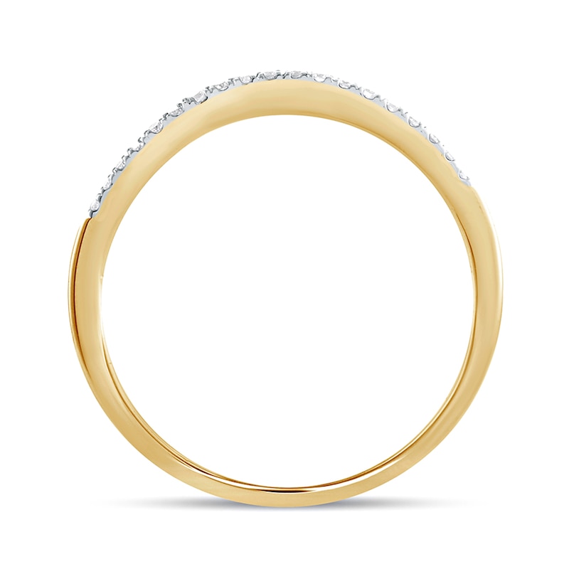 Main Image 3 of 1/6 CT. T.W. Diamond Leaf Crown Contour Vintage-Style Wedding Band in 10K Gold