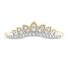 Thumbnail Image 4 of 1/6 CT. T.W. Diamond Leaf Crown Contour Vintage-Style Wedding Band in 10K Gold