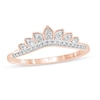 Thumbnail Image 1 of 1/6 CT. T.W. Diamond Leaf Crown Contour Vintage-Style Wedding Band in 10K Rose Gold