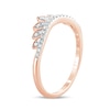 Thumbnail Image 2 of 1/6 CT. T.W. Diamond Leaf Crown Contour Vintage-Style Wedding Band in 10K Rose Gold