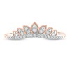 Thumbnail Image 3 of 1/6 CT. T.W. Diamond Leaf Crown Contour Vintage-Style Wedding Band in 10K Rose Gold