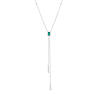 Thumbnail Image 0 of Emerald-Cut Emerald and 1/6 CT. T.W. Diamond Tassel Necklace in 14K White Gold