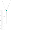 Thumbnail Image 2 of Emerald-Cut Emerald and 1/6 CT. T.W. Diamond Tassel Necklace in 14K White Gold