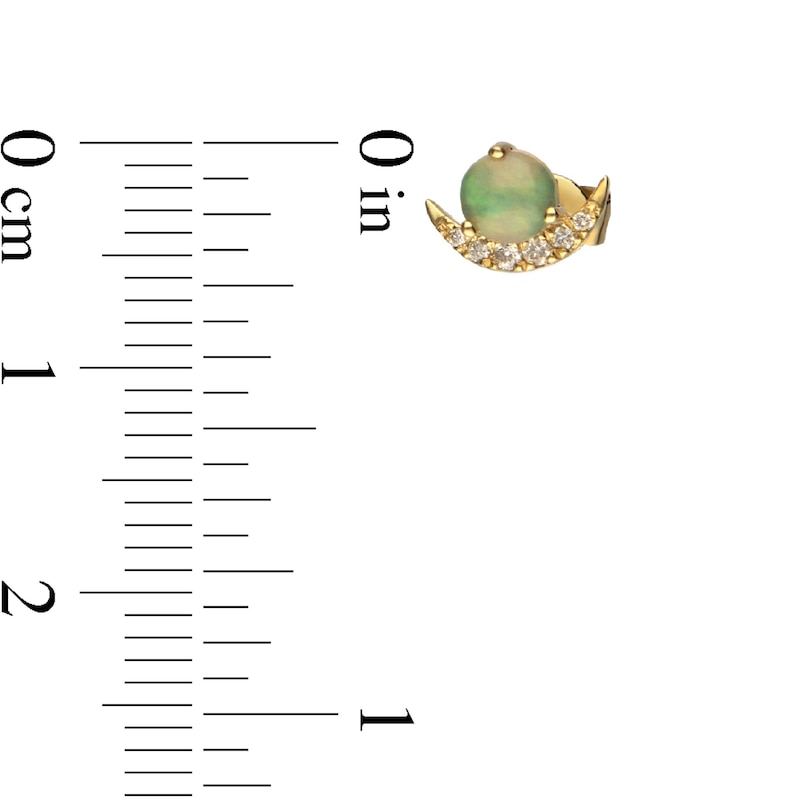 Main Image 2 of 4.0mm Opal and Diamond Accent Celestial Crescent Moon Stud Earrings in 14K Gold
