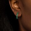 Oval Emerald Huggie Hoop Earrings in Sterling Silver