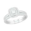 Thumbnail Image 1 of 3/8 CT. T.W. Princess-Cut Diamond Double Cushion Frame Bridal Set in 10K White Gold