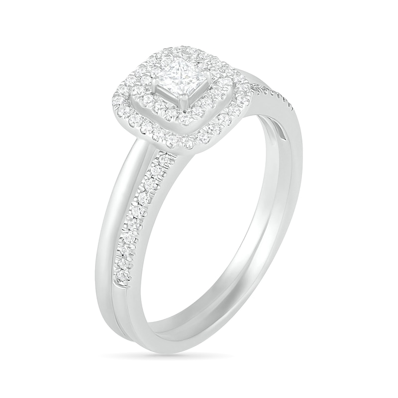 Main Image 2 of 3/8 CT. T.W. Princess-Cut Diamond Double Cushion Frame Bridal Set in 10K White Gold