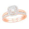 Thumbnail Image 1 of 3/8 CT. T.W. Princess-Cut Diamond Double Cushion Frame Bridal Set in 10K Rose Gold