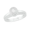 Thumbnail Image 1 of 3/8 CT. T.W. Oval Diamond Double Frame Bridal Set in 10K White Gold