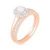 Thumbnail Image 1 of 3/8 CT. T.W. Oval Diamond Double Frame Bridal Set in 10K Rose Gold