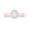 Thumbnail Image 2 of 3/8 CT. T.W. Oval Diamond Double Frame Bridal Set in 10K Rose Gold