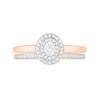 Thumbnail Image 3 of 3/8 CT. T.W. Oval Diamond Double Frame Bridal Set in 10K Rose Gold