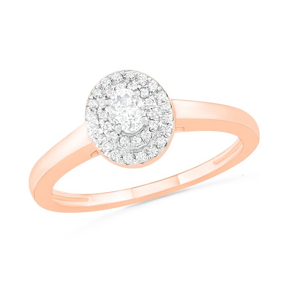 3/8 CT. T.w. Oval Diamond Double Frame Bridal Set in 10K Rose Gold