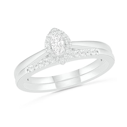 1/4 CT. T.W. Marquise Diamond Frame Bridal Set in 10K White Gold