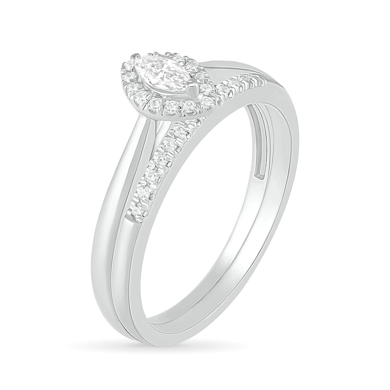 Main Image 2 of 1/4 CT. T.W. Marquise Diamond Frame Bridal Set in 10K White Gold