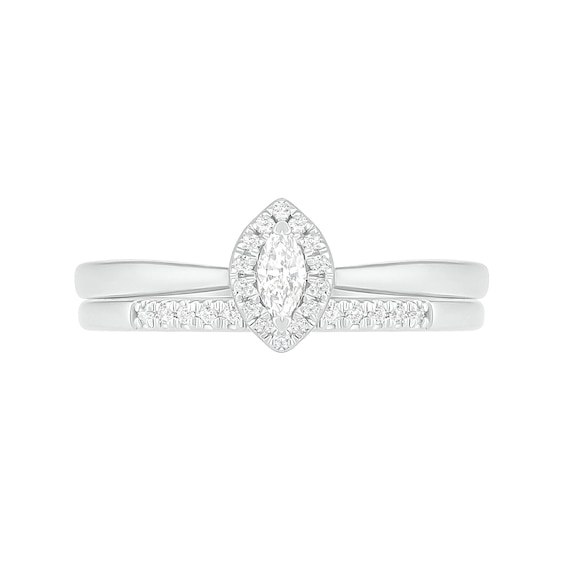 1/4 CT. T.w. Marquise Diamond Frame Bridal Set in 10K White Gold