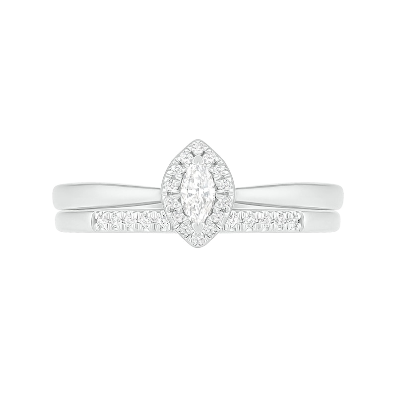 Main Image 3 of 1/4 CT. T.W. Marquise Diamond Frame Bridal Set in 10K White Gold