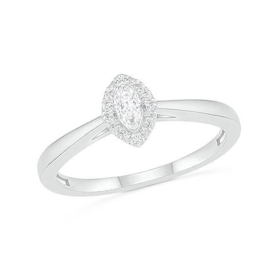1/4 CT. T.w. Marquise Diamond Frame Bridal Set in 10K White Gold