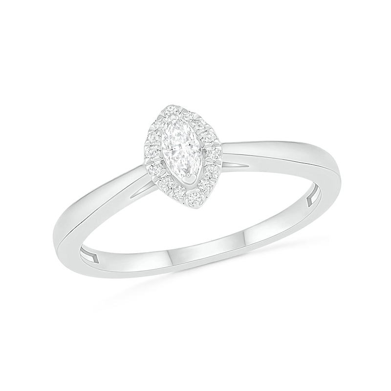 Main Image 4 of 1/4 CT. T.W. Marquise Diamond Frame Bridal Set in 10K White Gold