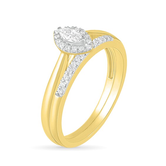 1/4 CT. T.w. Marquise Diamond Frame Bridal Set in 10K Gold