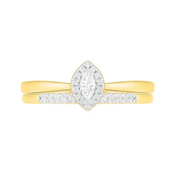 1/4 CT. T.w. Marquise Diamond Frame Bridal Set in 10K Gold